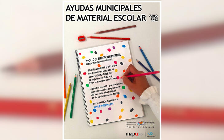 Benidorm aprueba 160 nuevas ayudas a niños de 3 a 5 años para la compra de material escolar